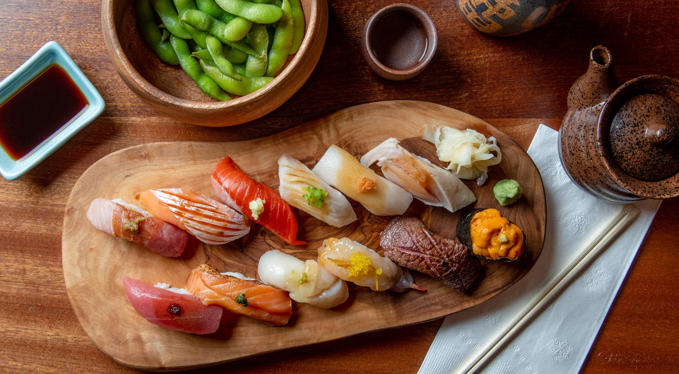 How do sushi chefs create their unique flavors?